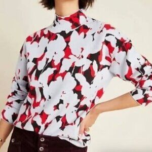 Anthropologie Lizzy Mock Neck Patterned Sweater